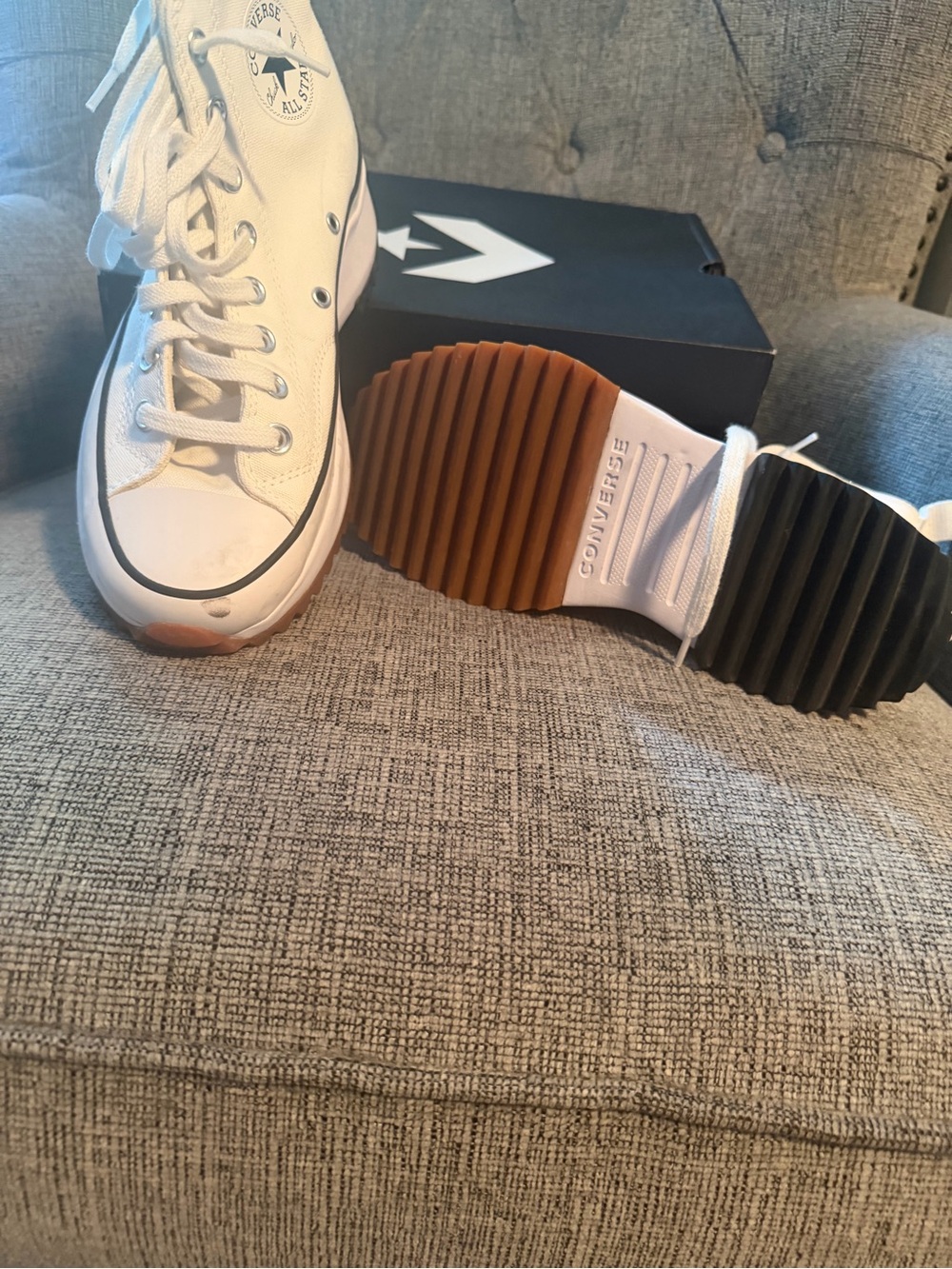Converse White Platform High Top Sneakers with Gum Outsole - Picture 3 of 4